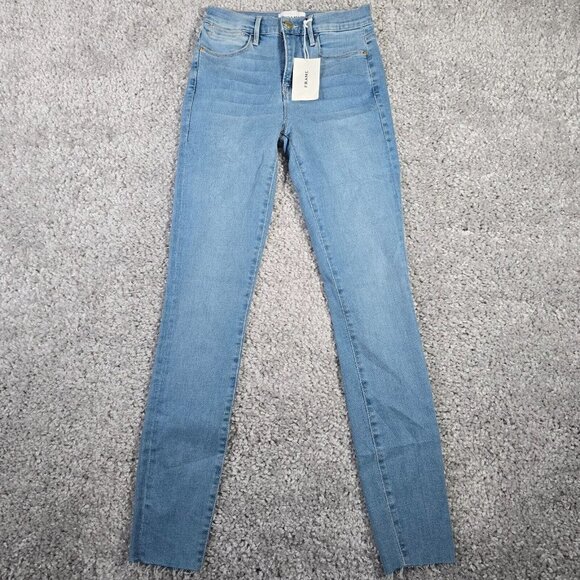 Frame Jeans Womens 25  Blue Le High Skinny Raw Hem Stretch Denim New - Picture 1 of 15